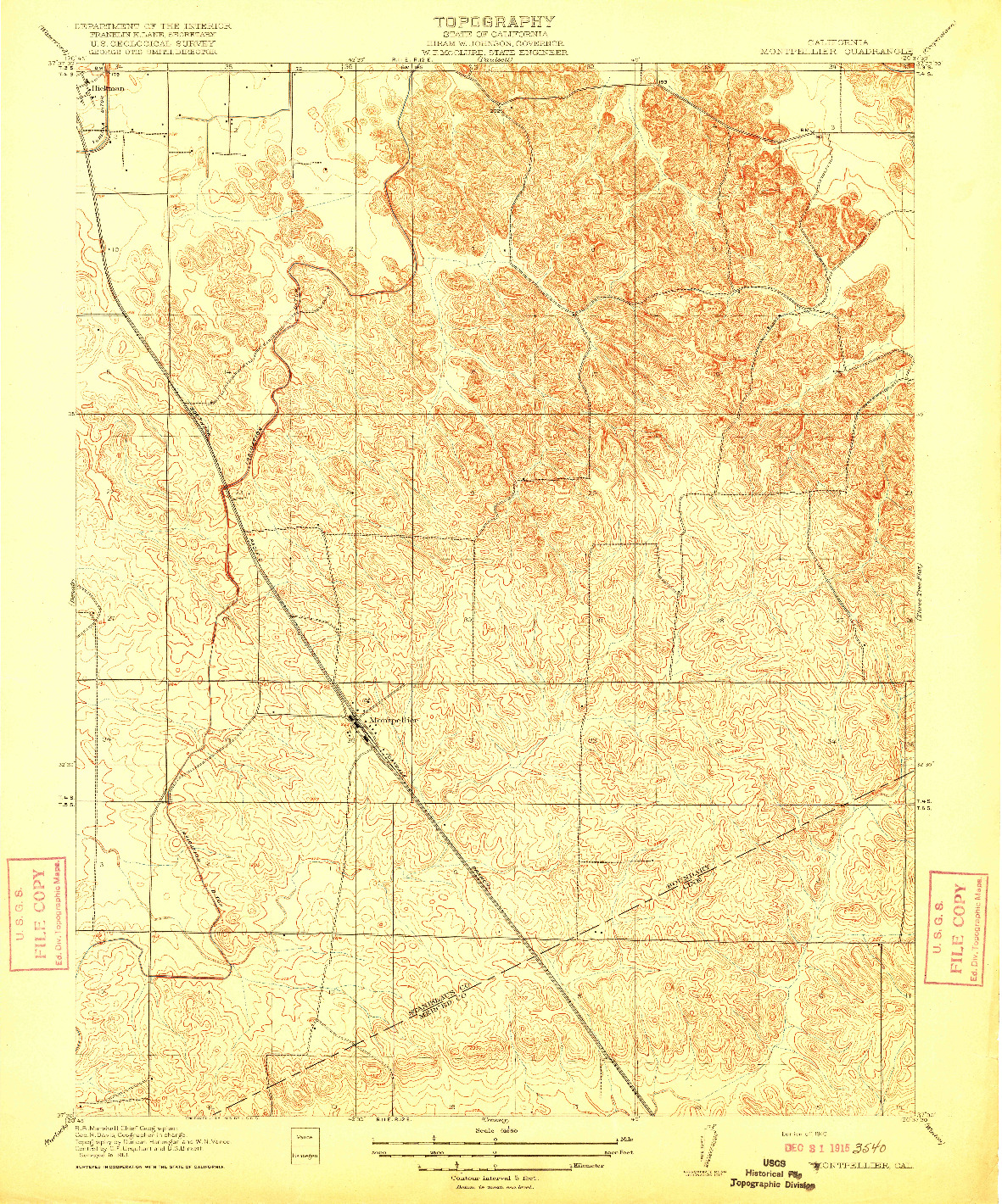 USGS 1:31680-SCALE QUADRANGLE FOR MONTPELLIER, CA 1916