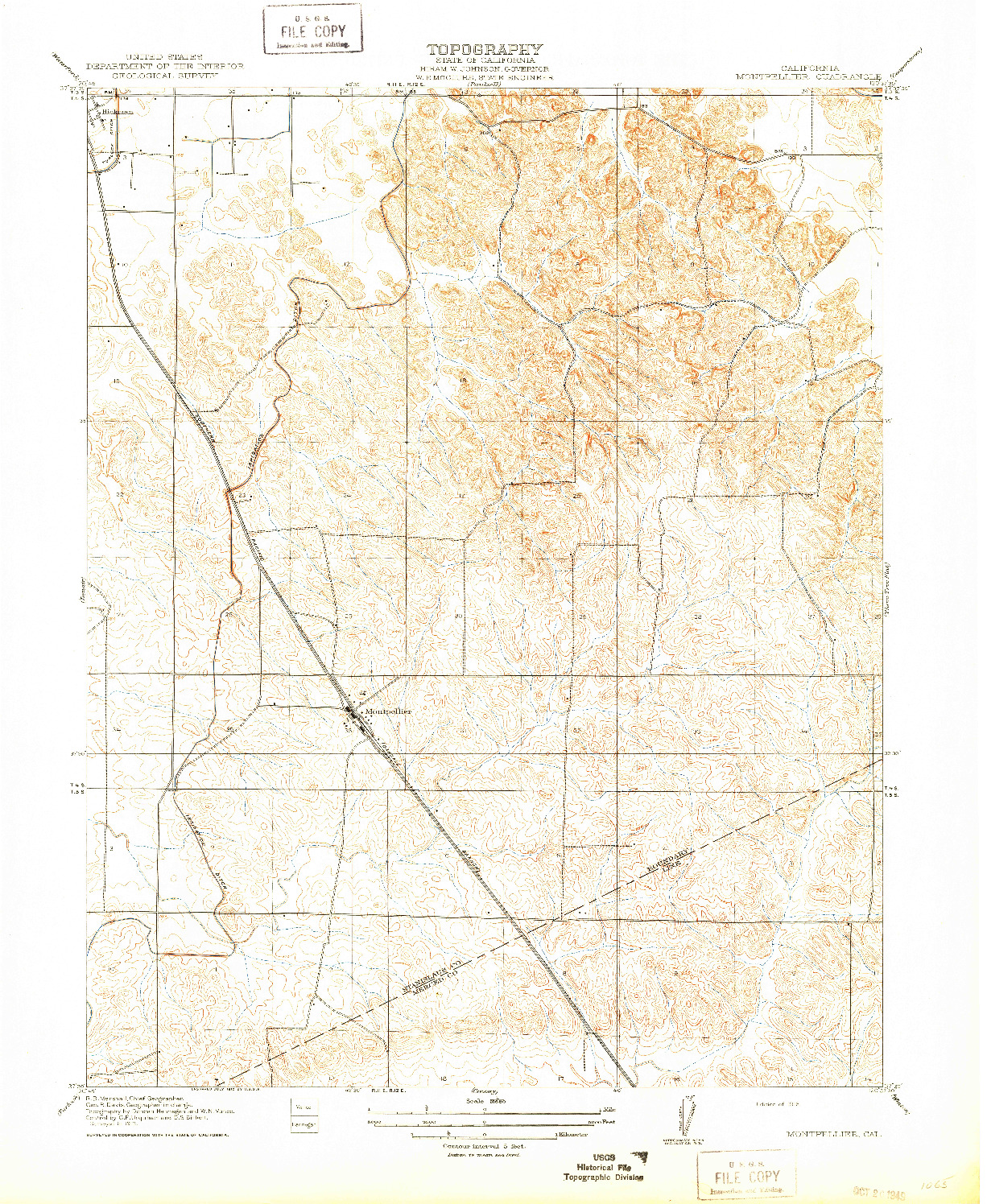 USGS 1:31680-SCALE QUADRANGLE FOR MONTPELLIER, CA 1916
