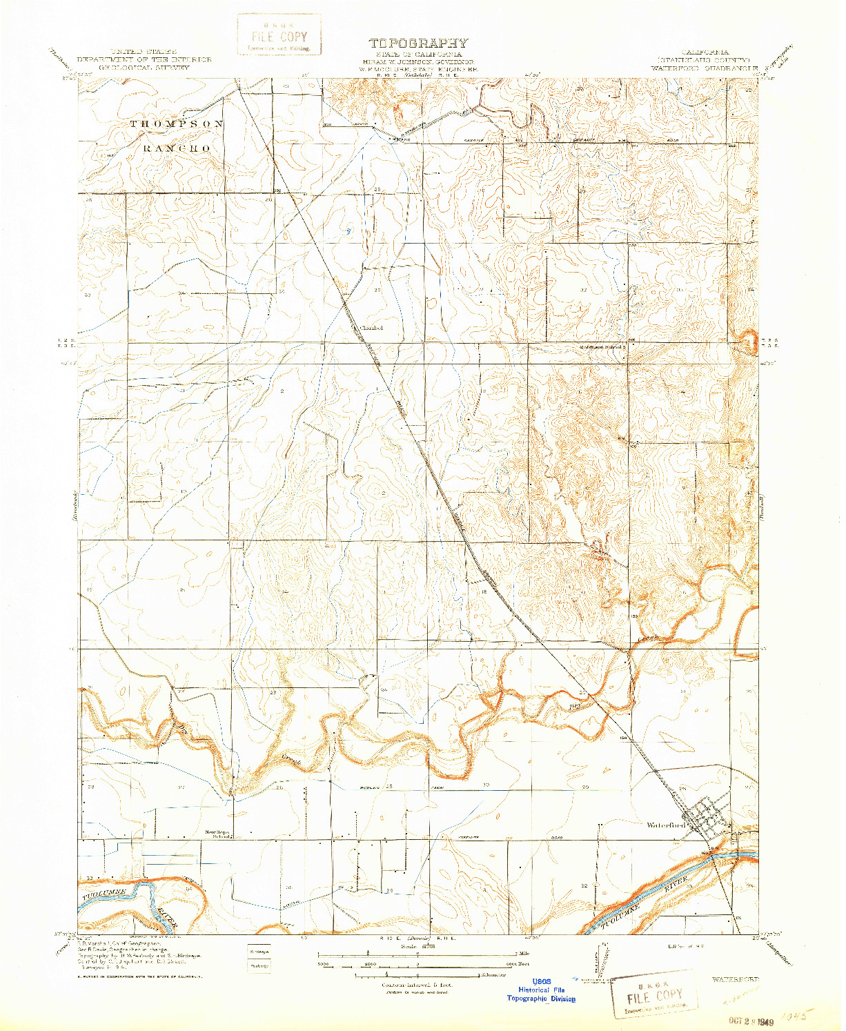 USGS 1:31680-SCALE QUADRANGLE FOR WATERFORD, CA 1916