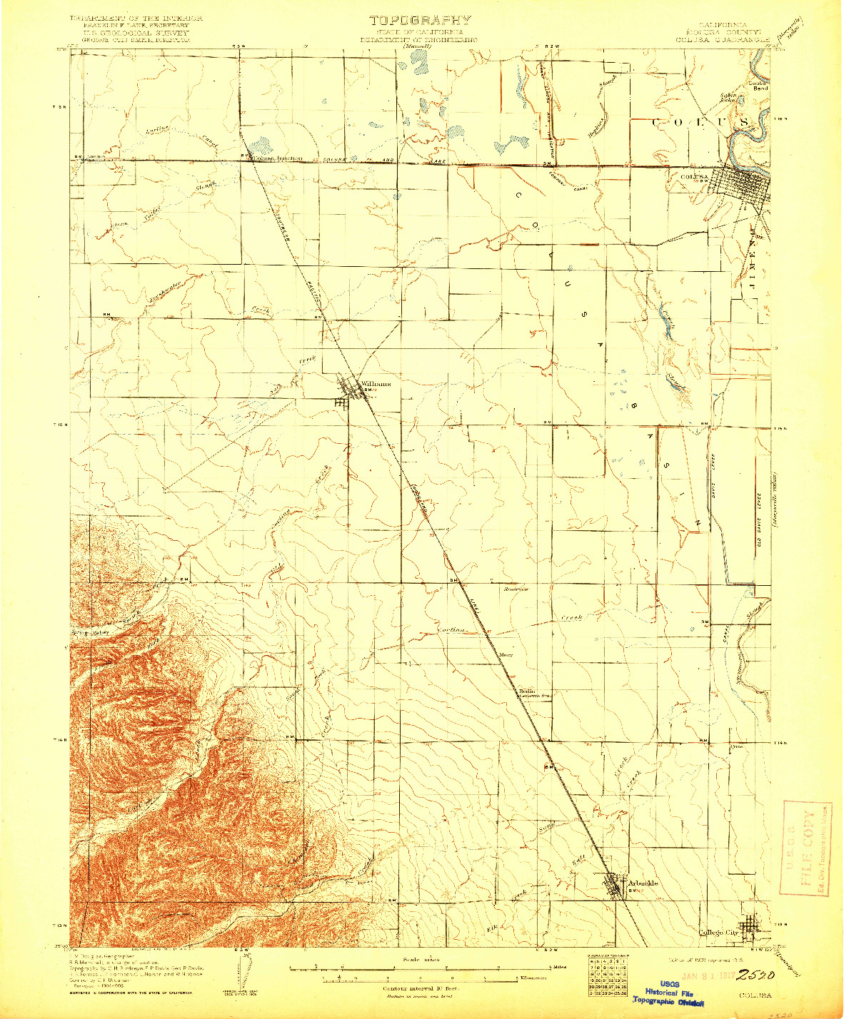 USGS 1:62500-SCALE QUADRANGLE FOR COLUSA, CA 1907