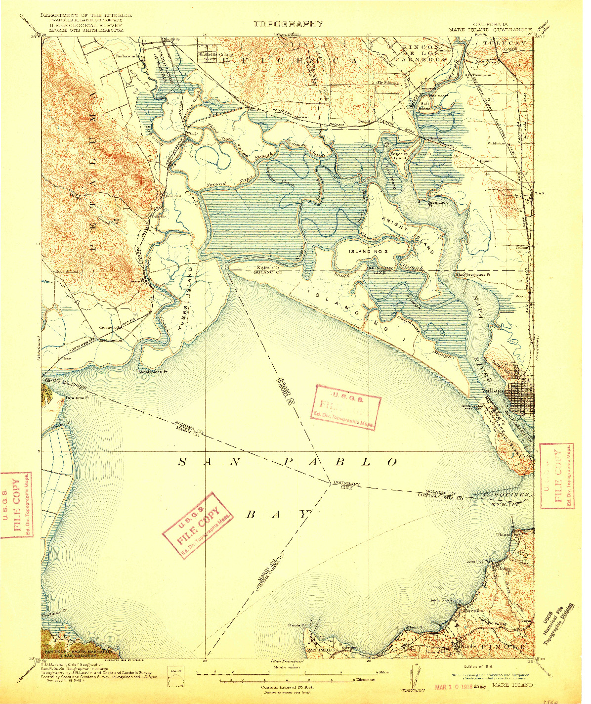 USGS 1:62500-SCALE QUADRANGLE FOR MARE ISLAND, CA 1916