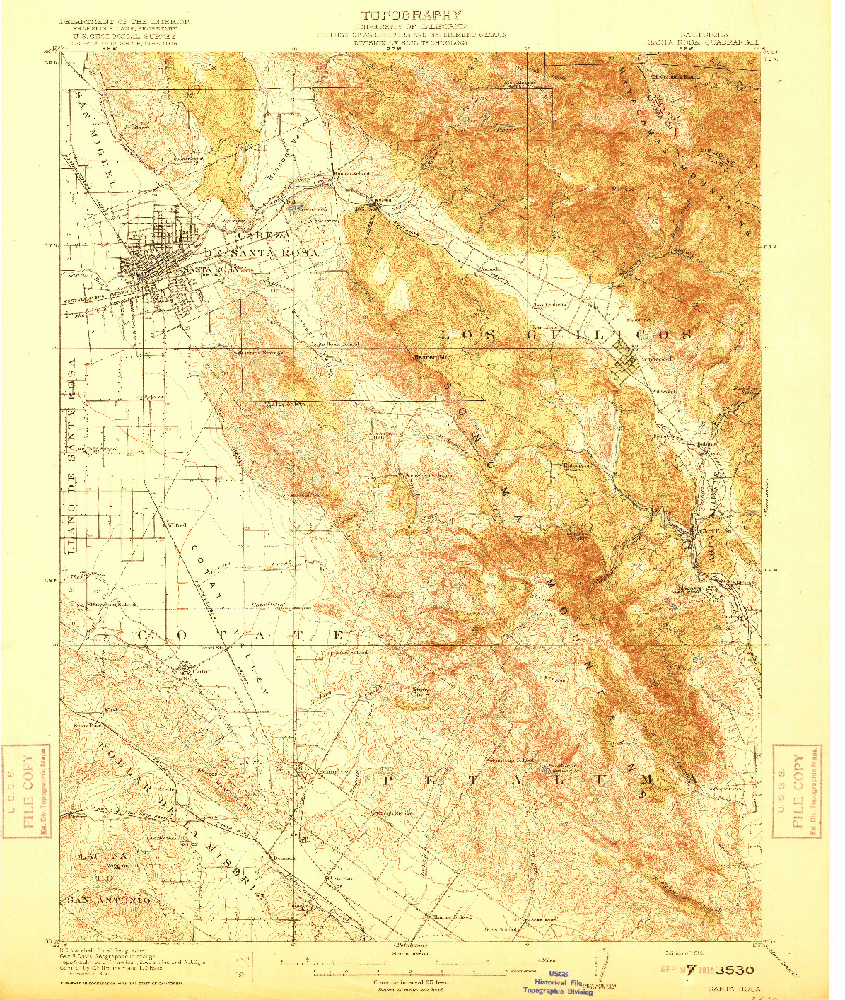 USGS 1:62500-SCALE QUADRANGLE FOR SANTA ROSA, CA 1916