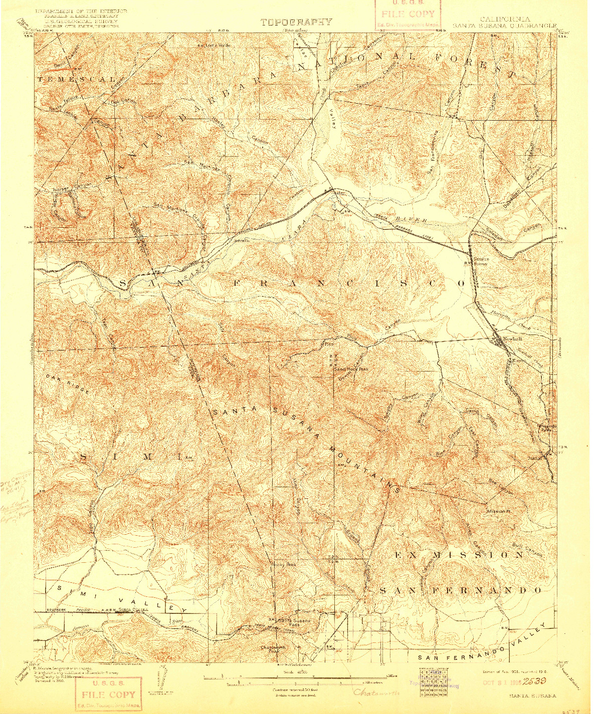 USGS 1:62500-SCALE QUADRANGLE FOR SANTA SUSANA, CA 1903