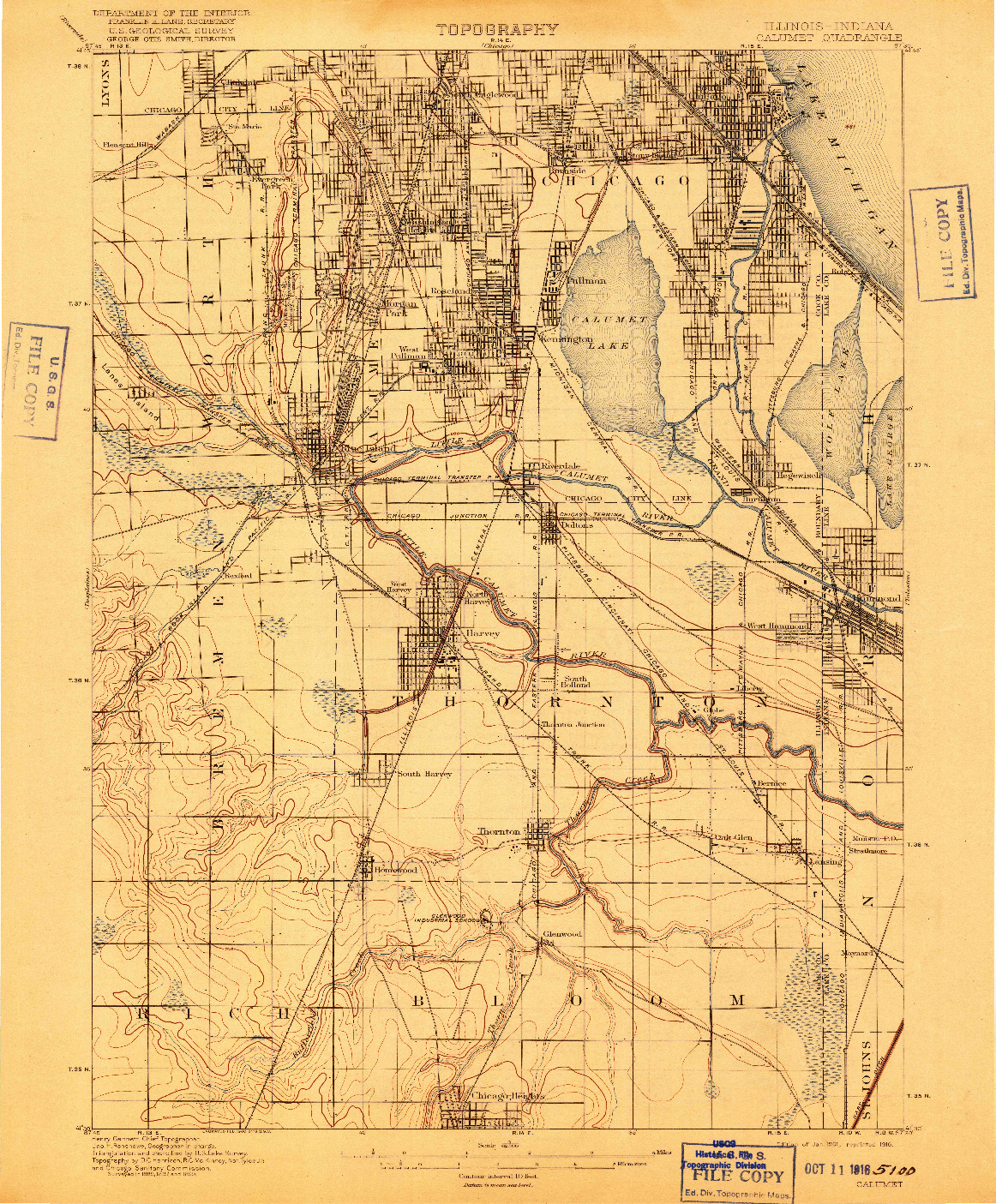 USGS 1:62500-SCALE QUADRANGLE FOR CALUMET, IL 1901