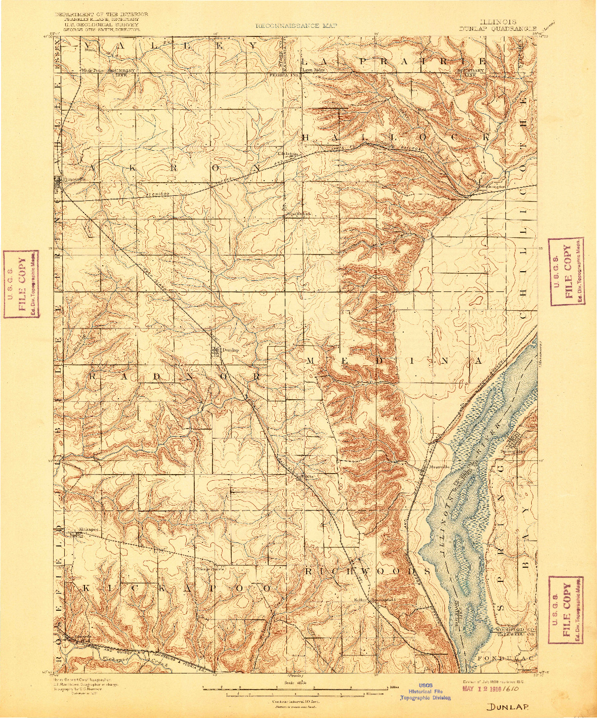 USGS 1:62500-SCALE QUADRANGLE FOR DUNLAP, IL 1898