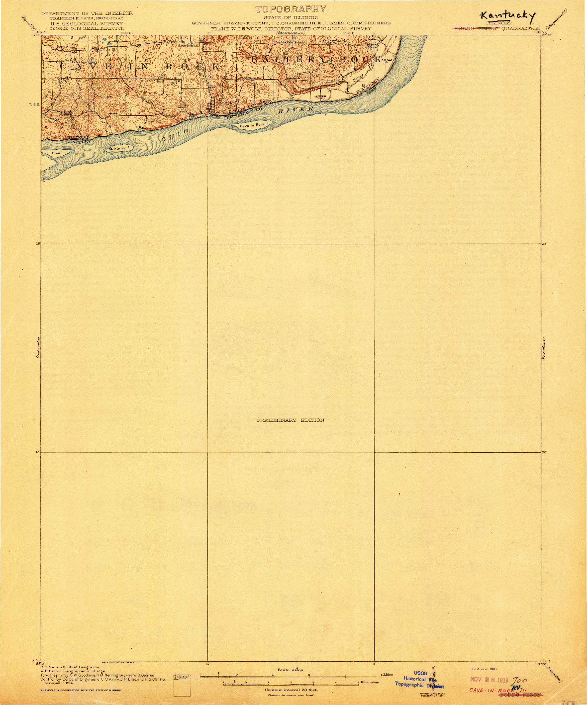 USGS 1:62500-SCALE QUADRANGLE FOR FORDS FERRY, IL 1916