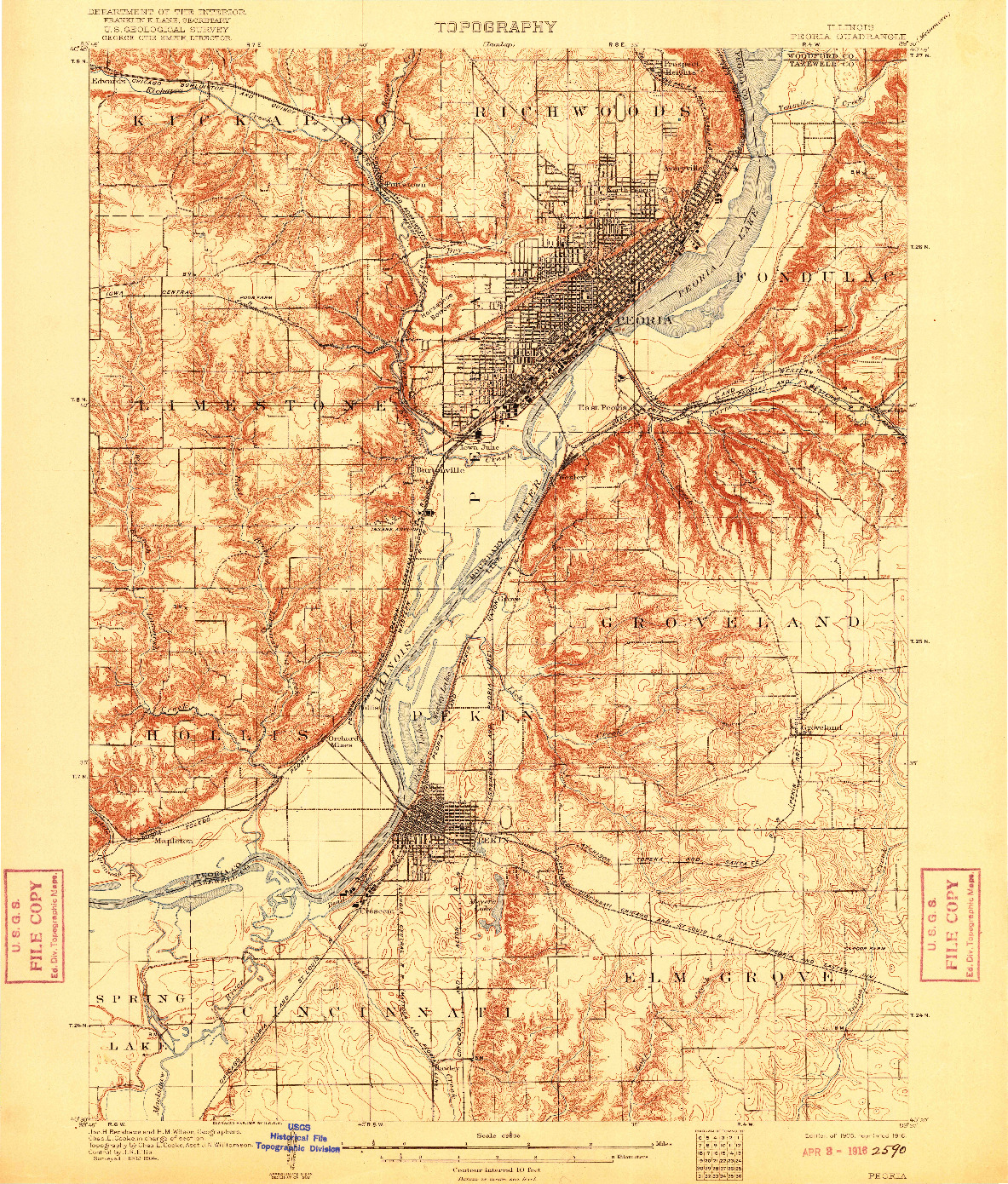 USGS 1:62500-SCALE QUADRANGLE FOR PEORIA, IL 1905