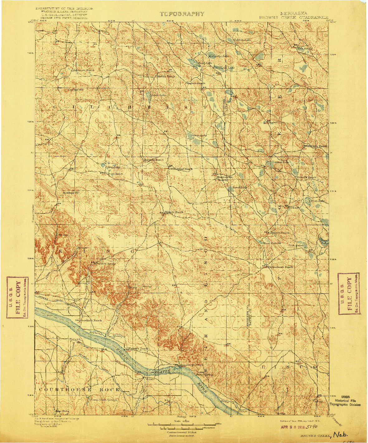 USGS 1:125000-SCALE QUADRANGLE FOR BROWNS CREEK, NE 1899