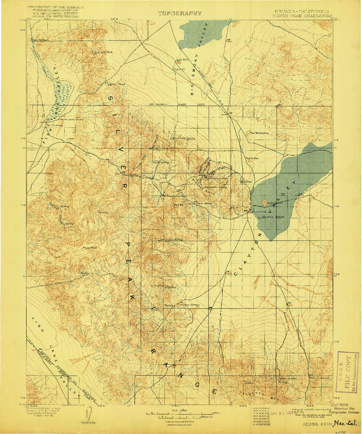 USGS 1:125000-SCALE QUADRANGLE FOR SILVER PEAK, NV 1900