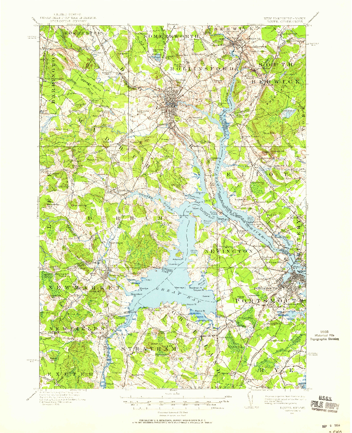 USGS 1:62500-SCALE QUADRANGLE FOR DOVER, NH 1916