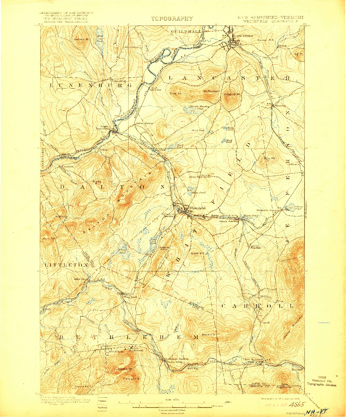 USGS 1:62500-SCALE QUADRANGLE FOR WHITEFIELD, NH 1900