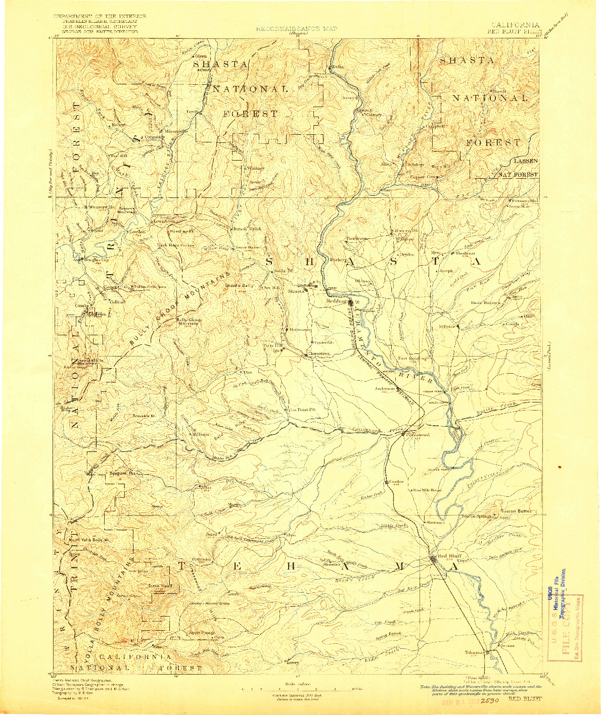 USGS 1:250000-SCALE QUADRANGLE FOR RED BLUFF, CA 1894