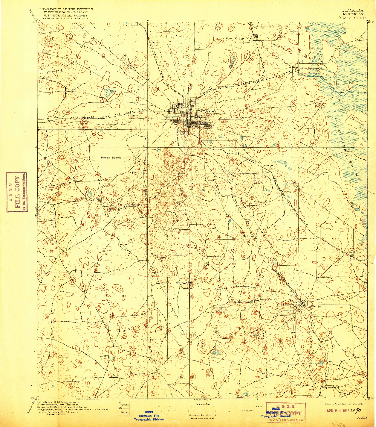 USGS 1:62500-SCALE QUADRANGLE FOR OCALA, FL 1895