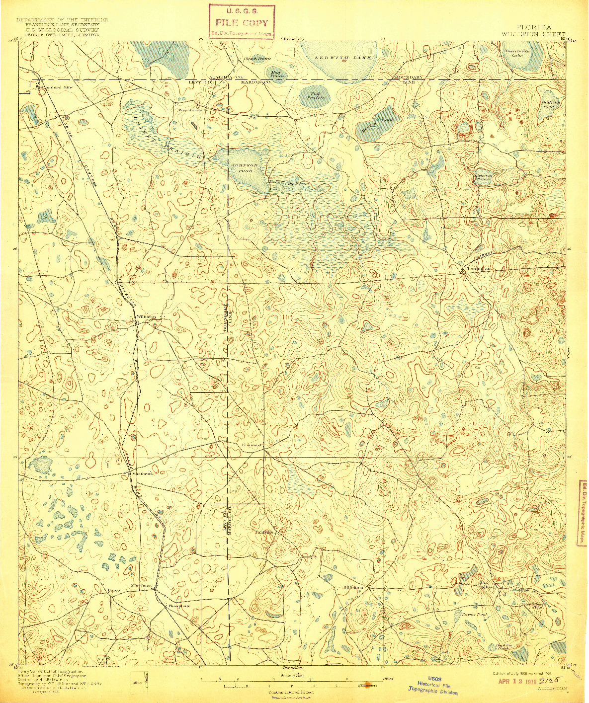 USGS 1:62500-SCALE QUADRANGLE FOR WILLISTON, FL 1895