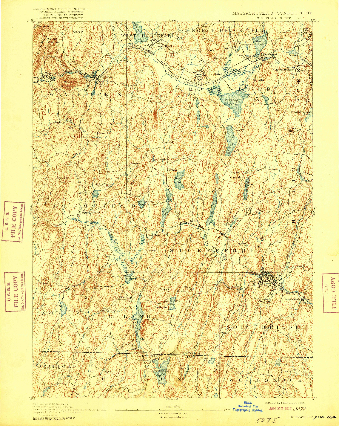 USGS 1:62500-SCALE QUADRANGLE FOR BROOKFIELD, MA 1893