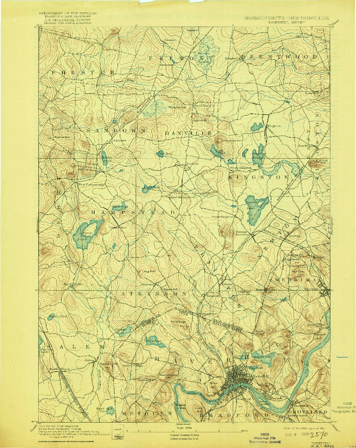 USGS 1:62500-SCALE QUADRANGLE FOR HAVERHILL, MA 1893