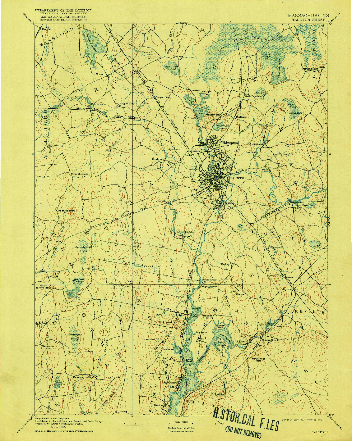 USGS 1:62500-SCALE QUADRANGLE FOR TAUNTON, MA 1893