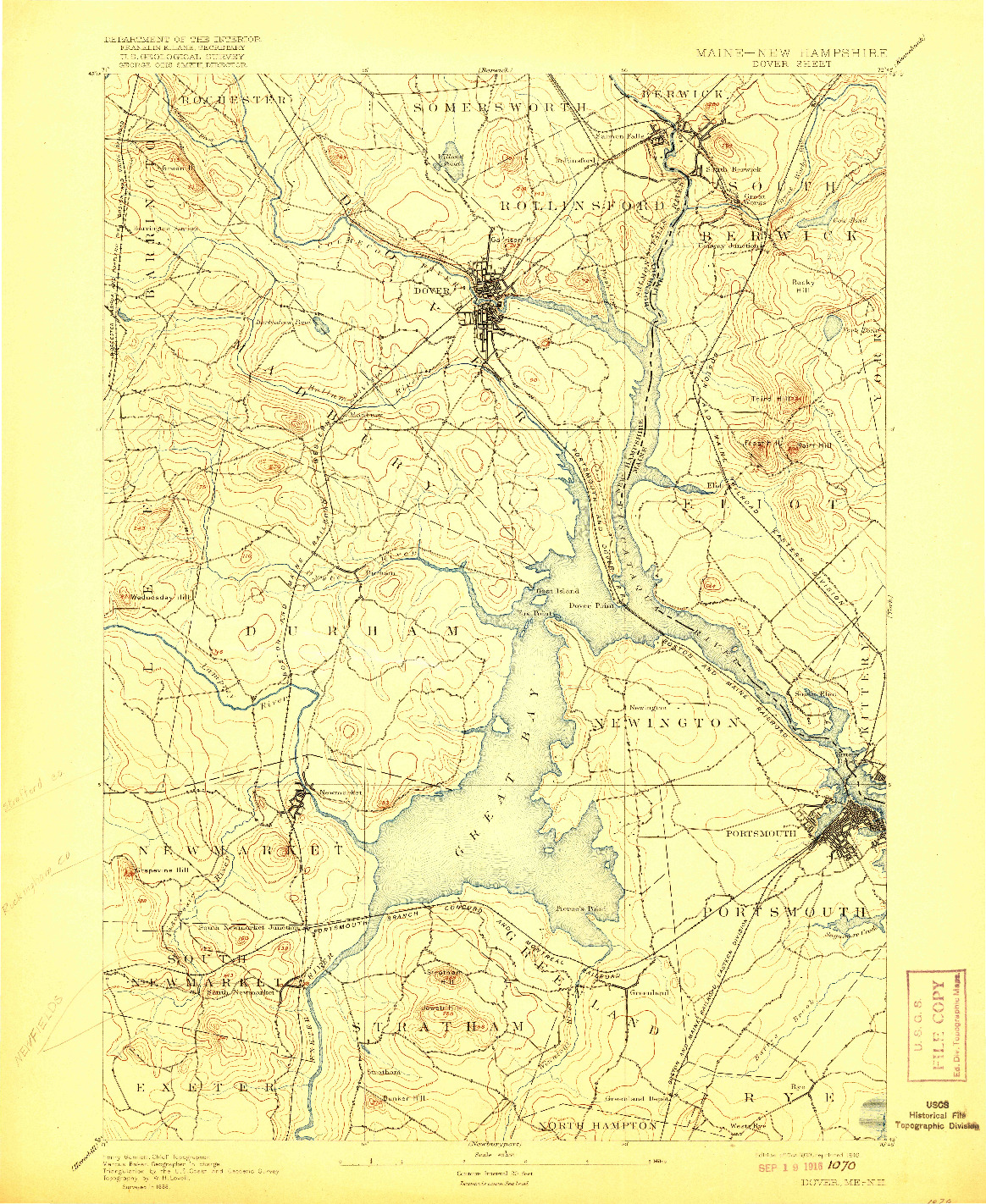 USGS 1:62500-SCALE QUADRANGLE FOR DOVER, ME 1893