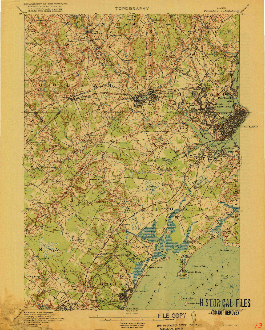 USGS 1:62500-SCALE QUADRANGLE FOR PORTLAND, ME 1916