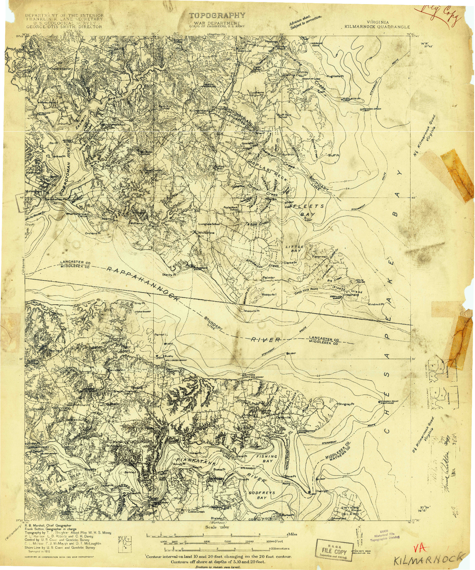 USGS 1:48000-SCALE QUADRANGLE FOR KILMARNOCK, VA 1916