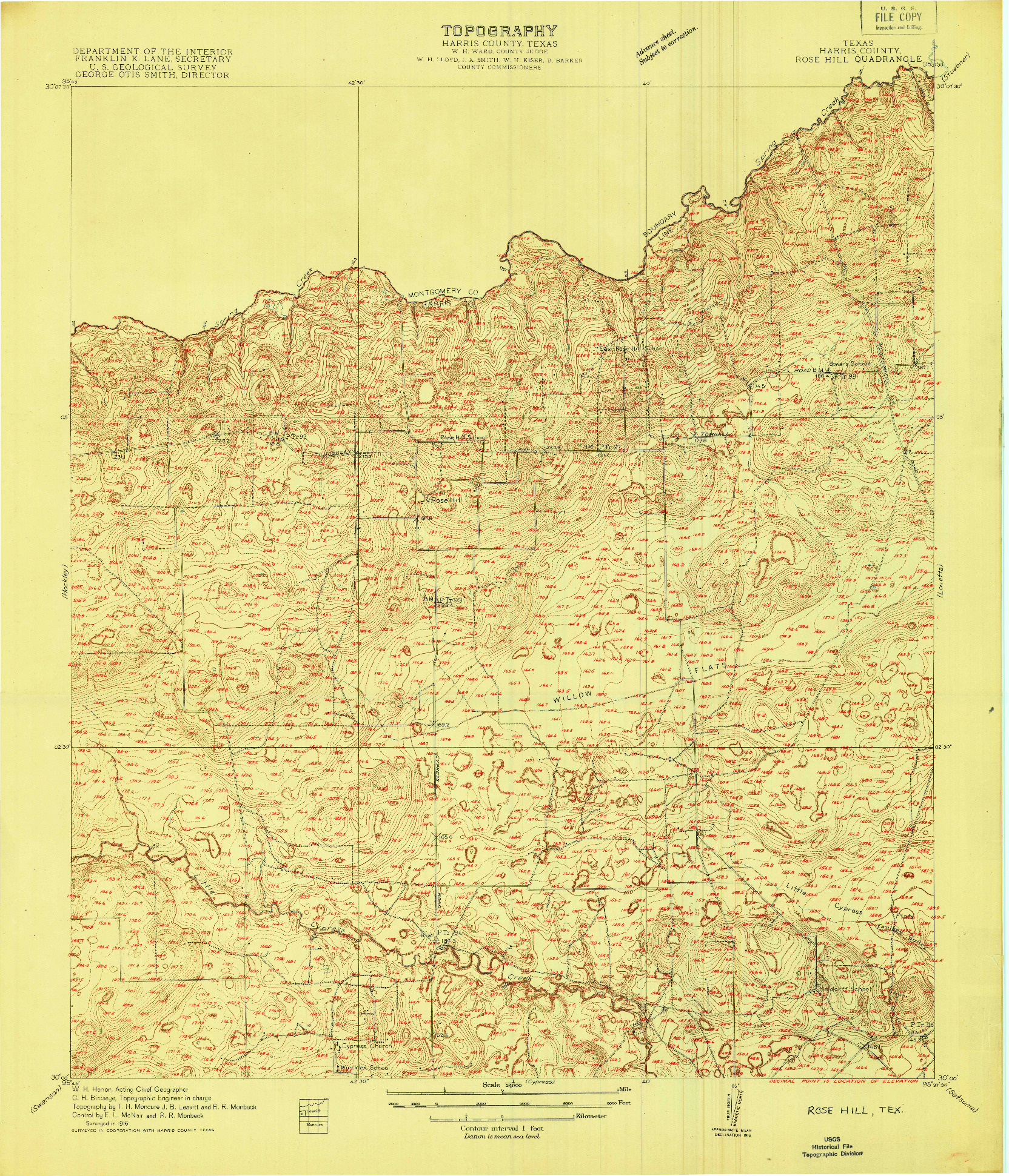 USGS 1:24000-SCALE QUADRANGLE FOR ROSE HILL, TX 1916