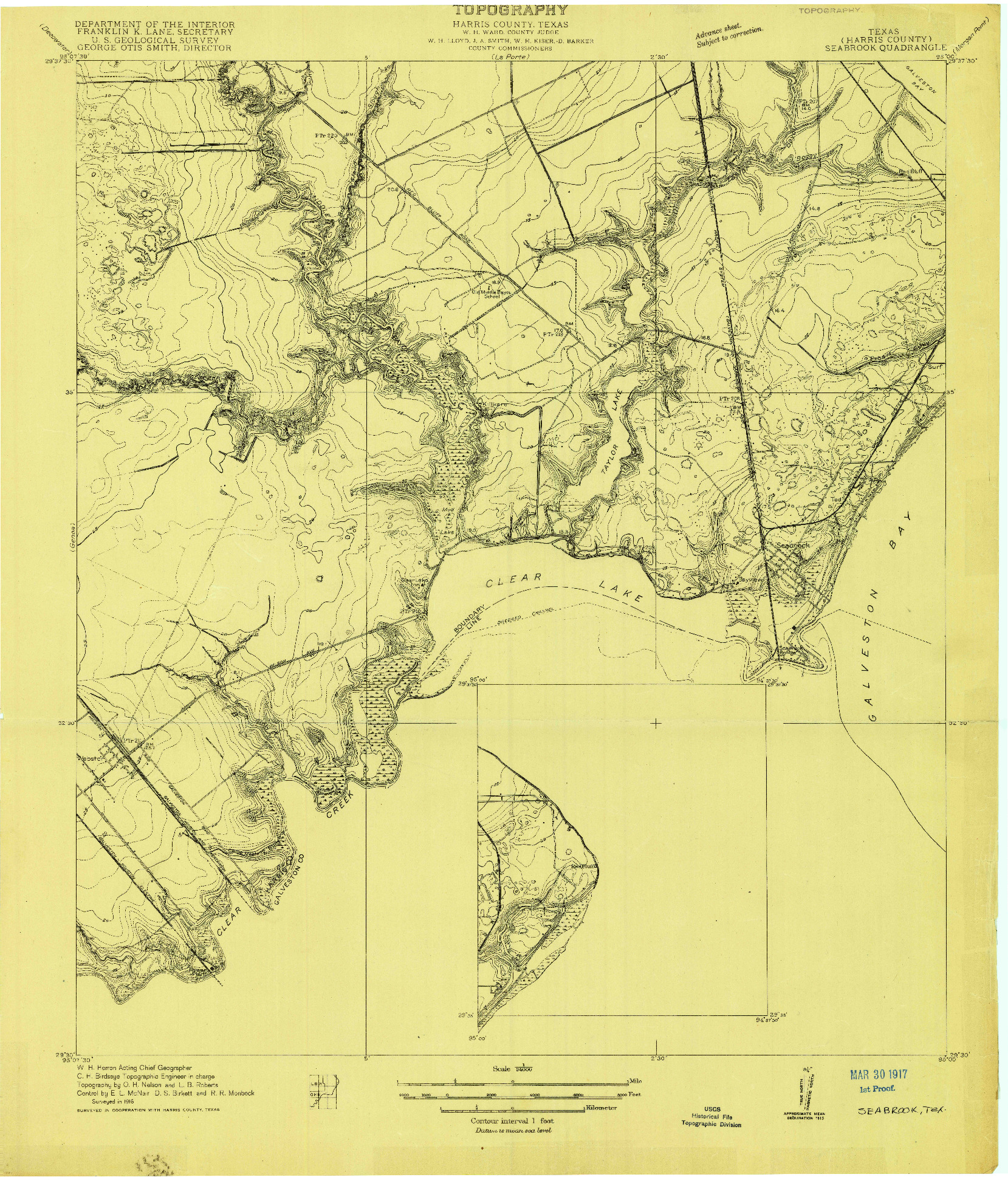 USGS 1:24000-SCALE QUADRANGLE FOR SEABROOK, TX 1916