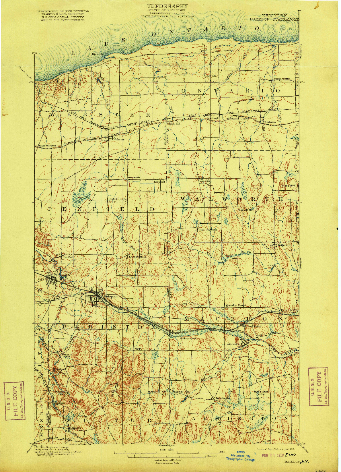 USGS 1:62500-SCALE QUADRANGLE FOR MACEDON, NY 1900