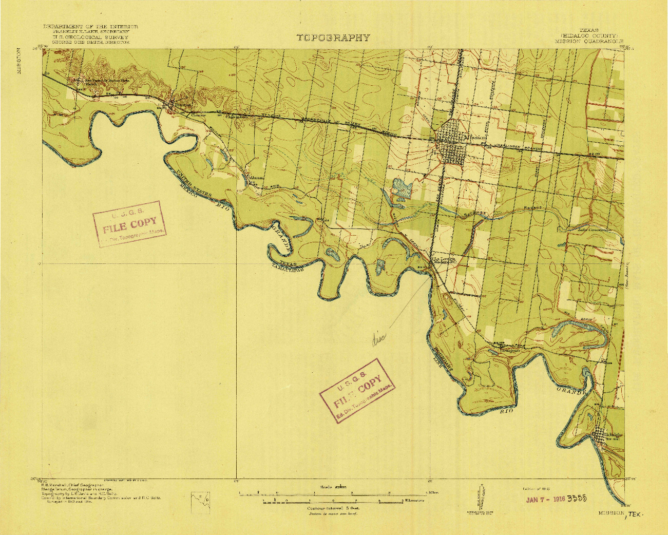 USGS 1:62500-SCALE QUADRANGLE FOR MISSION, TX 1916