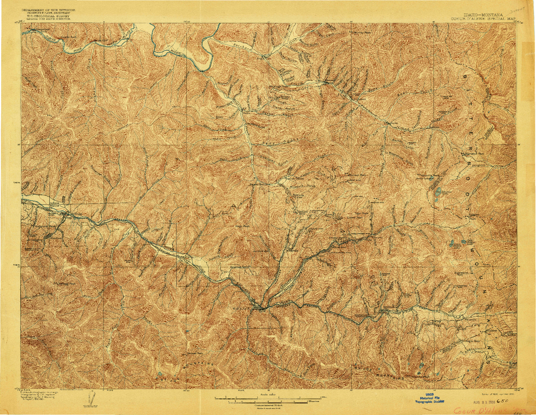 USGS 1:62500-SCALE QUADRANGLE FOR COEUR D'ALENE DISTRICT, ID 1906