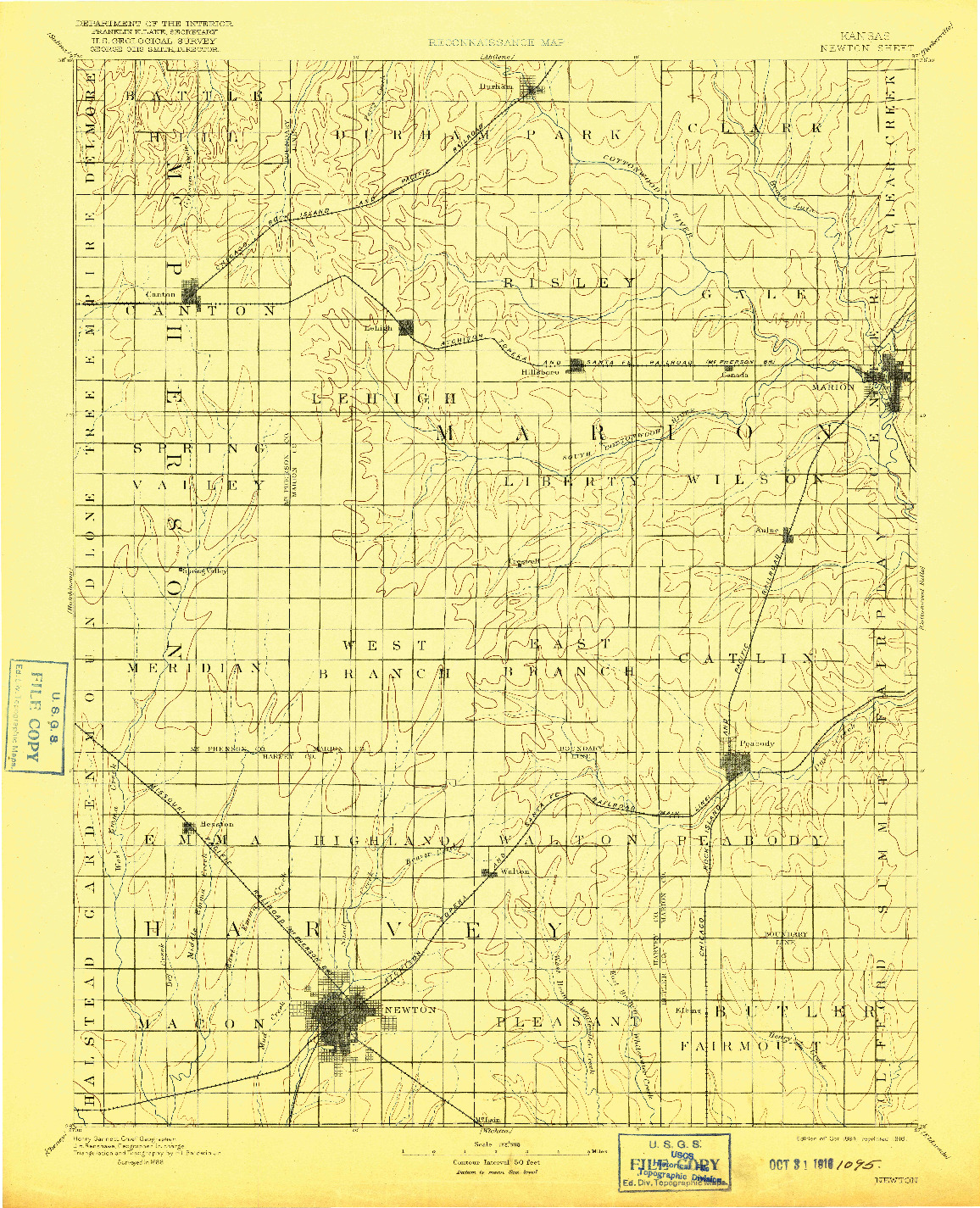 USGS 1:125000-SCALE QUADRANGLE FOR NEWTON, KS 1894
