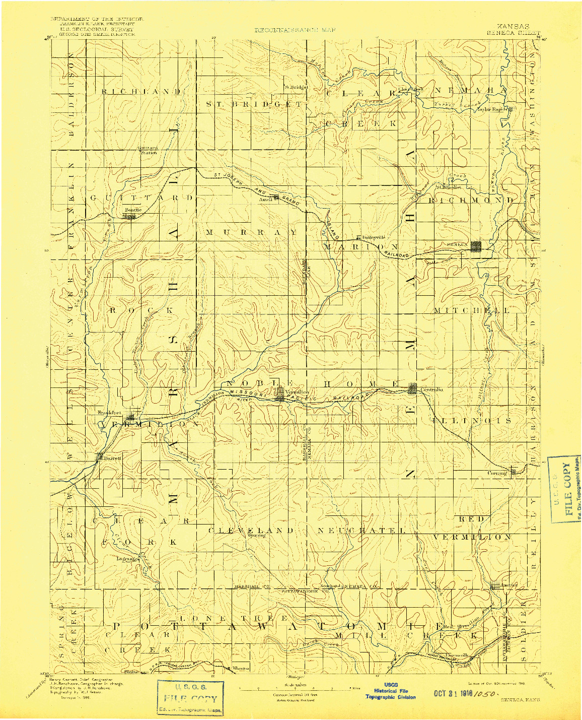 USGS 1:125000-SCALE QUADRANGLE FOR SENECA, KS 1894