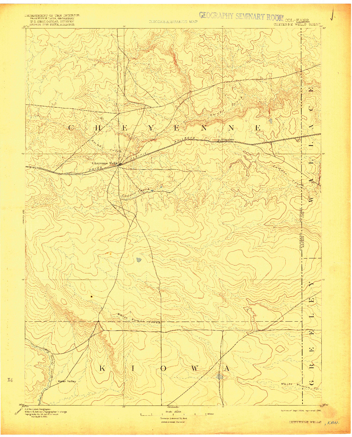 USGS 1:125000-SCALE QUADRANGLE FOR CHEYENNE WELLS, KS 1894