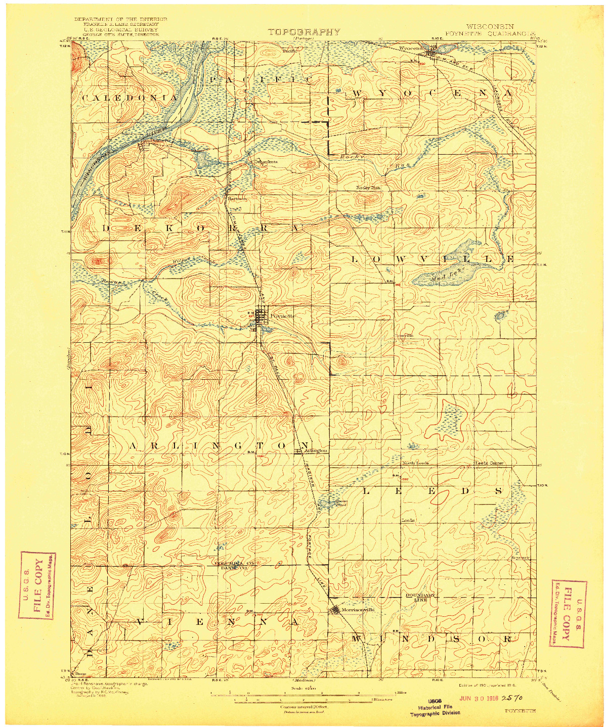USGS 1:62500-SCALE QUADRANGLE FOR POYNETTE, WI 1901