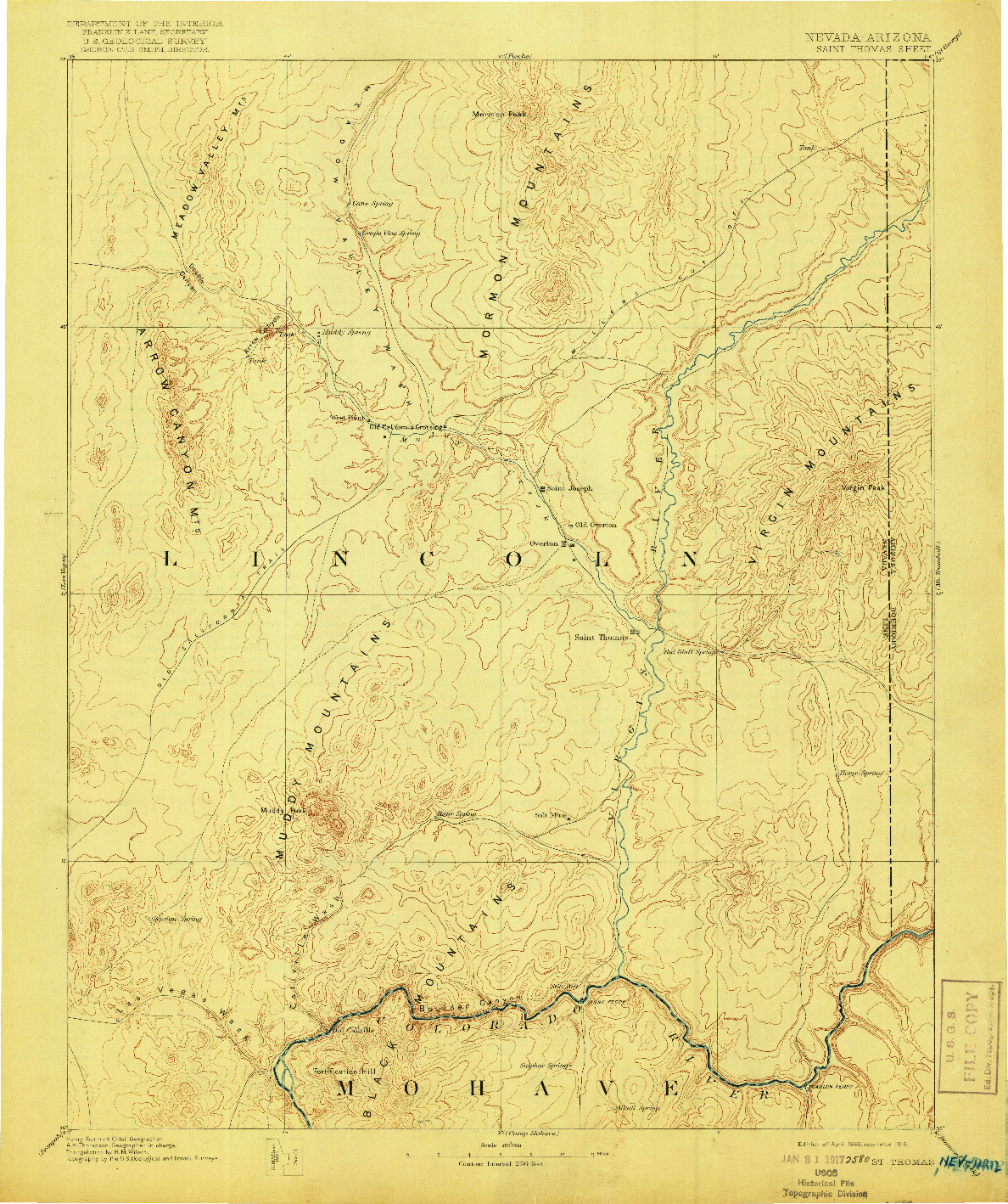 USGS 1:250000-SCALE QUADRANGLE FOR SAINT THOMAS, NV 1886