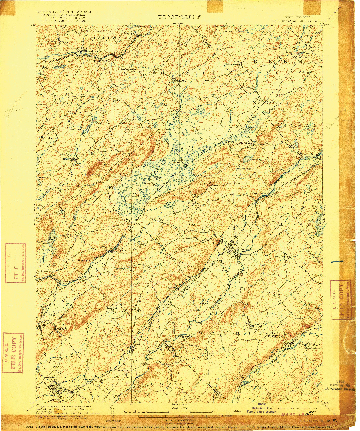 USGS 1:62500-SCALE QUADRANGLE FOR HACKETTSTOWN, NJ 1905