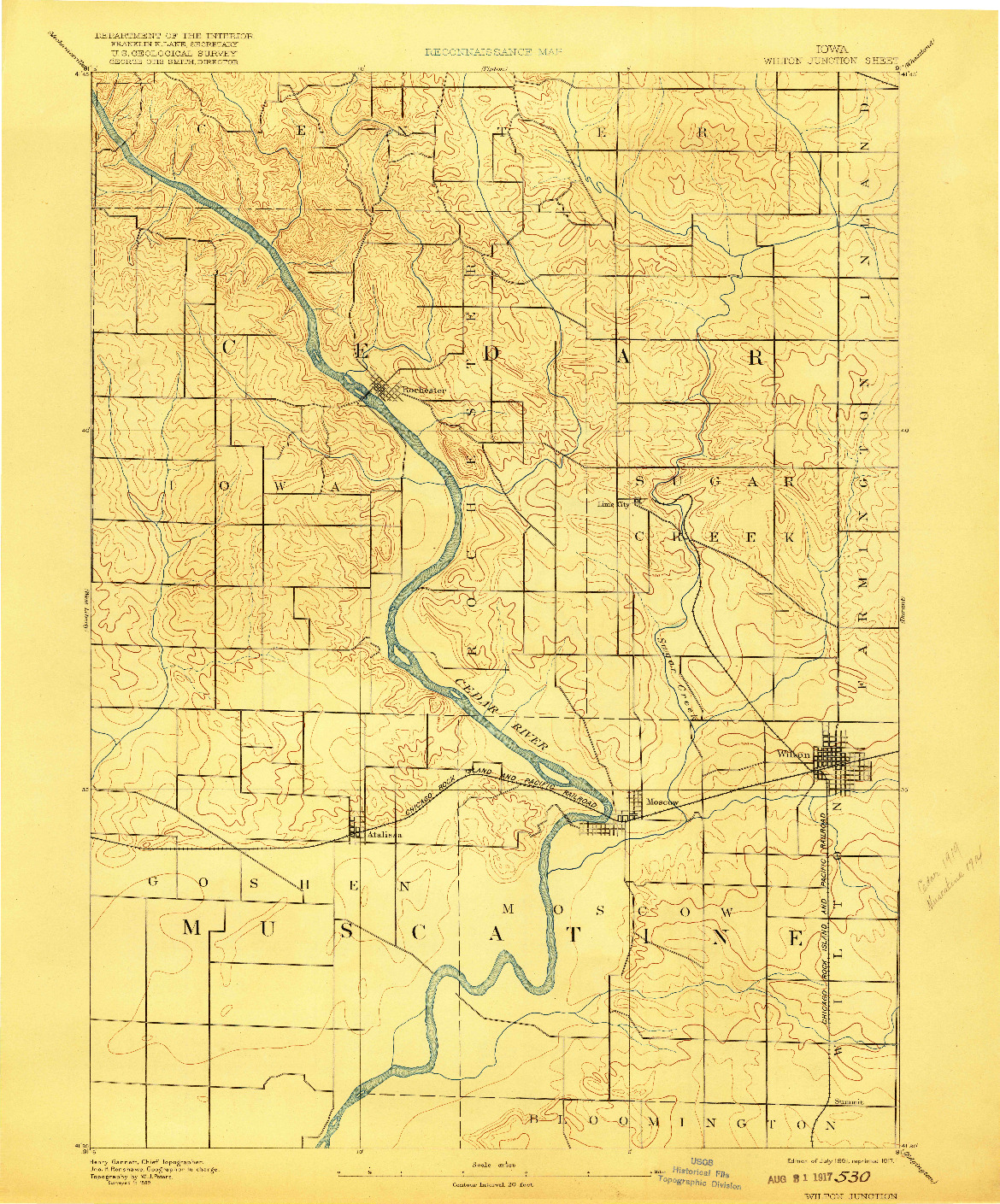 USGS 1:62500-SCALE QUADRANGLE FOR WILTON JUNCTION, IA 1891