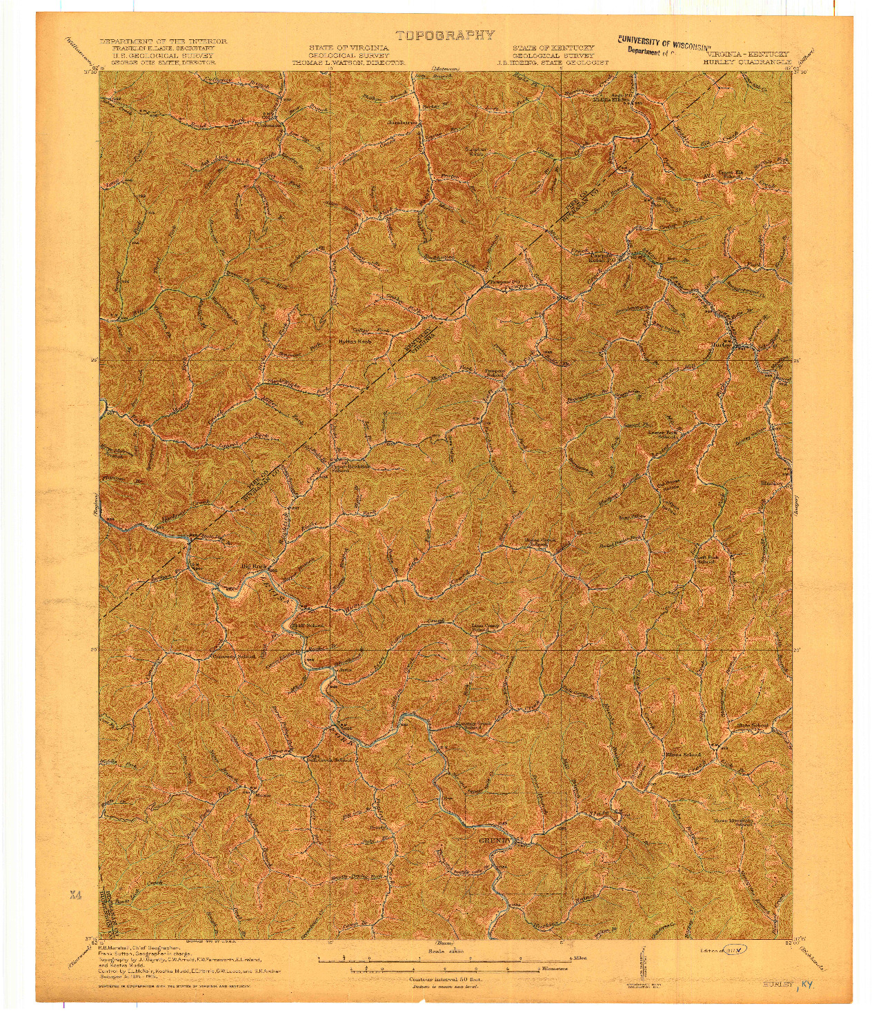USGS 1:62500-SCALE QUADRANGLE FOR HURLEY, KY 1917
