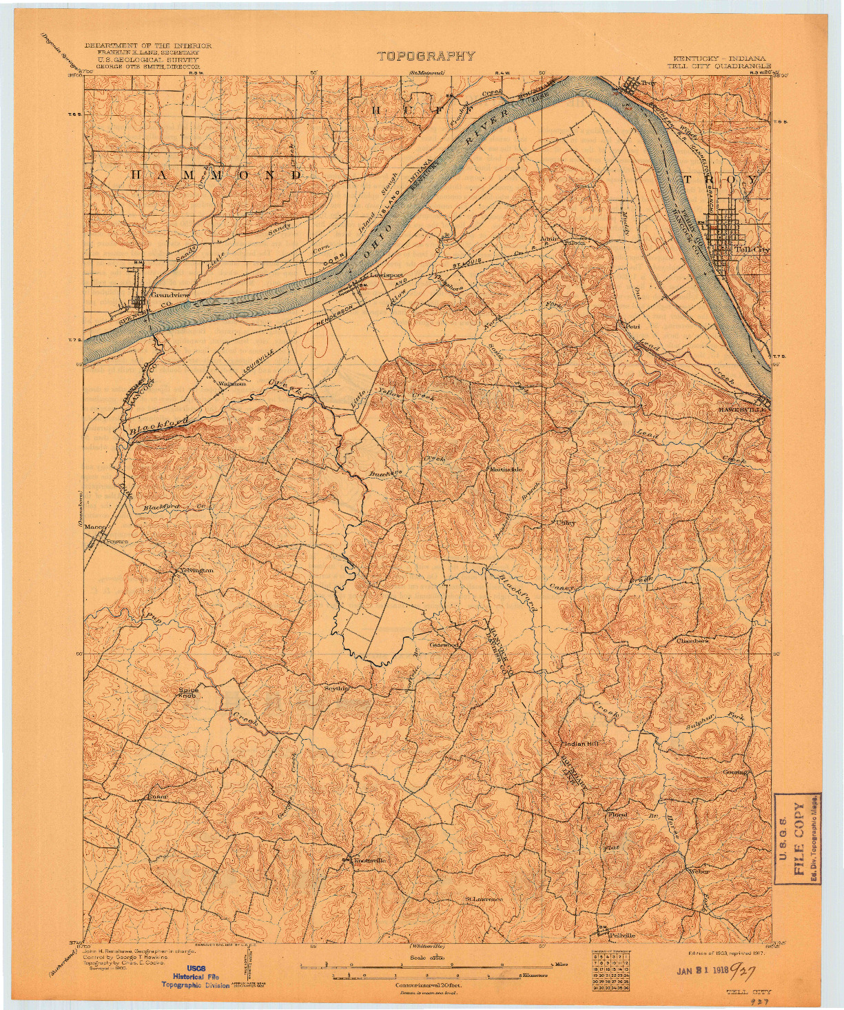 USGS 1:62500-SCALE QUADRANGLE FOR TELL CITY, KY 1903