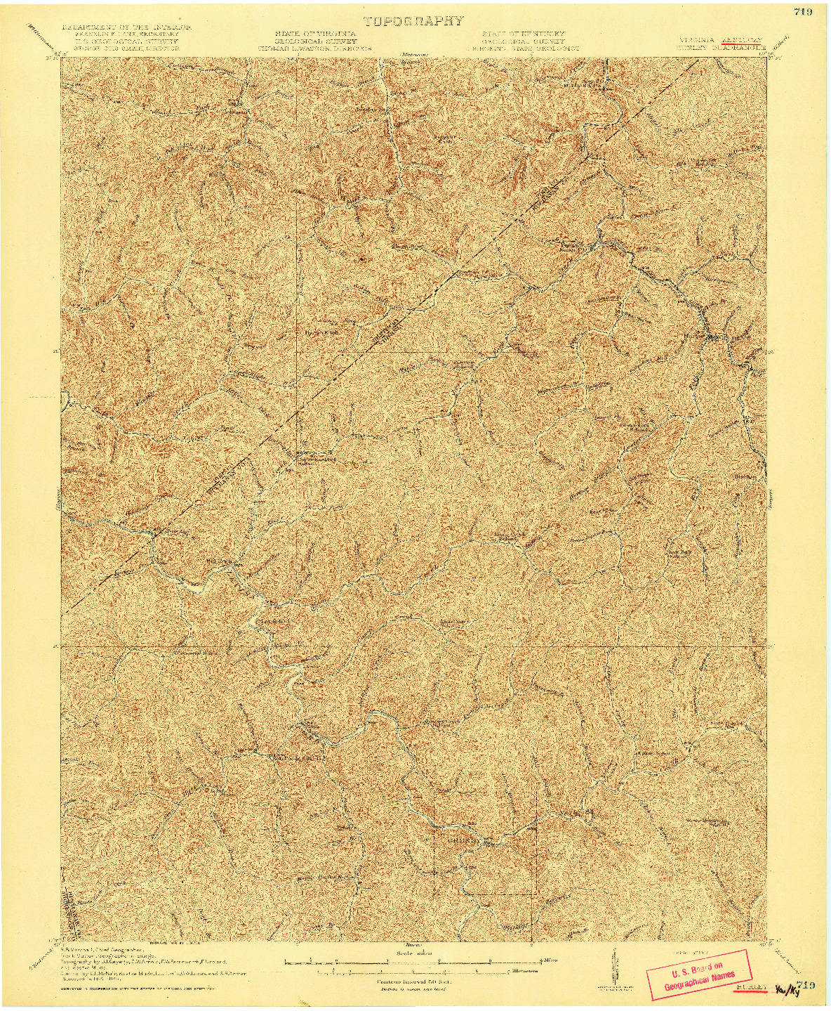 USGS 1:62500-SCALE QUADRANGLE FOR HURLEY, VA 1917