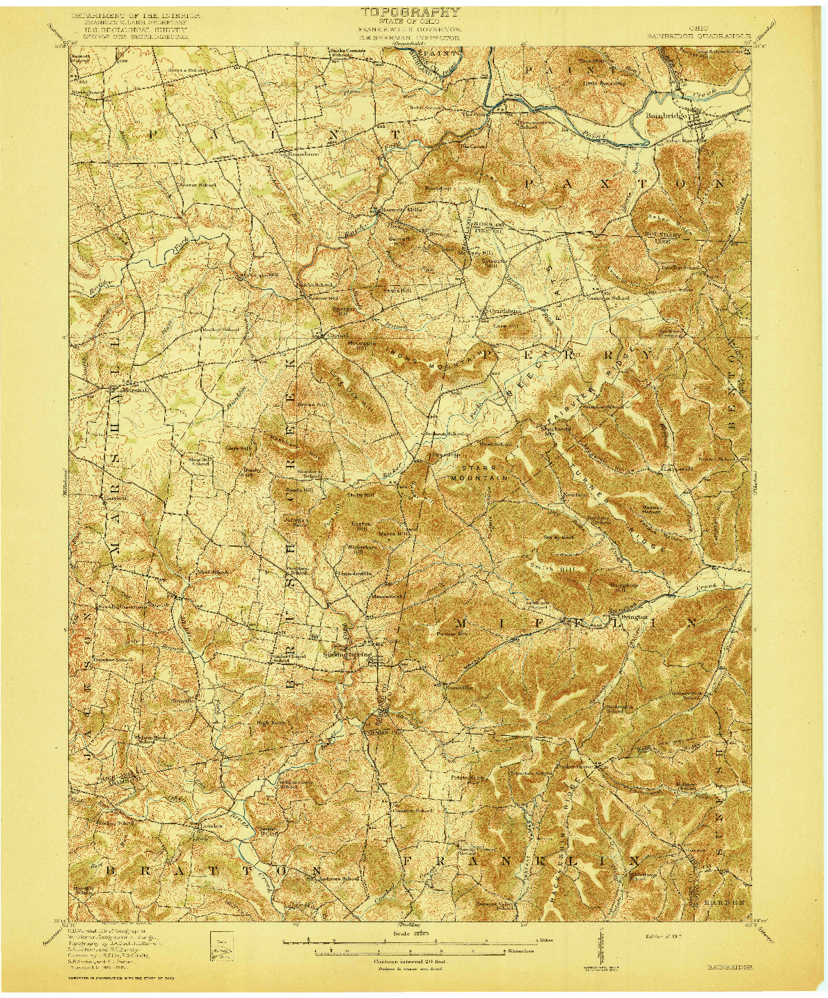 USGS 1:62500-SCALE QUADRANGLE FOR BAINBRIDGE, OH 1917