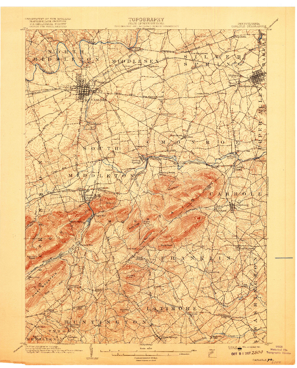 USGS 1:62500-SCALE QUADRANGLE FOR CARLISLE, PA 1904