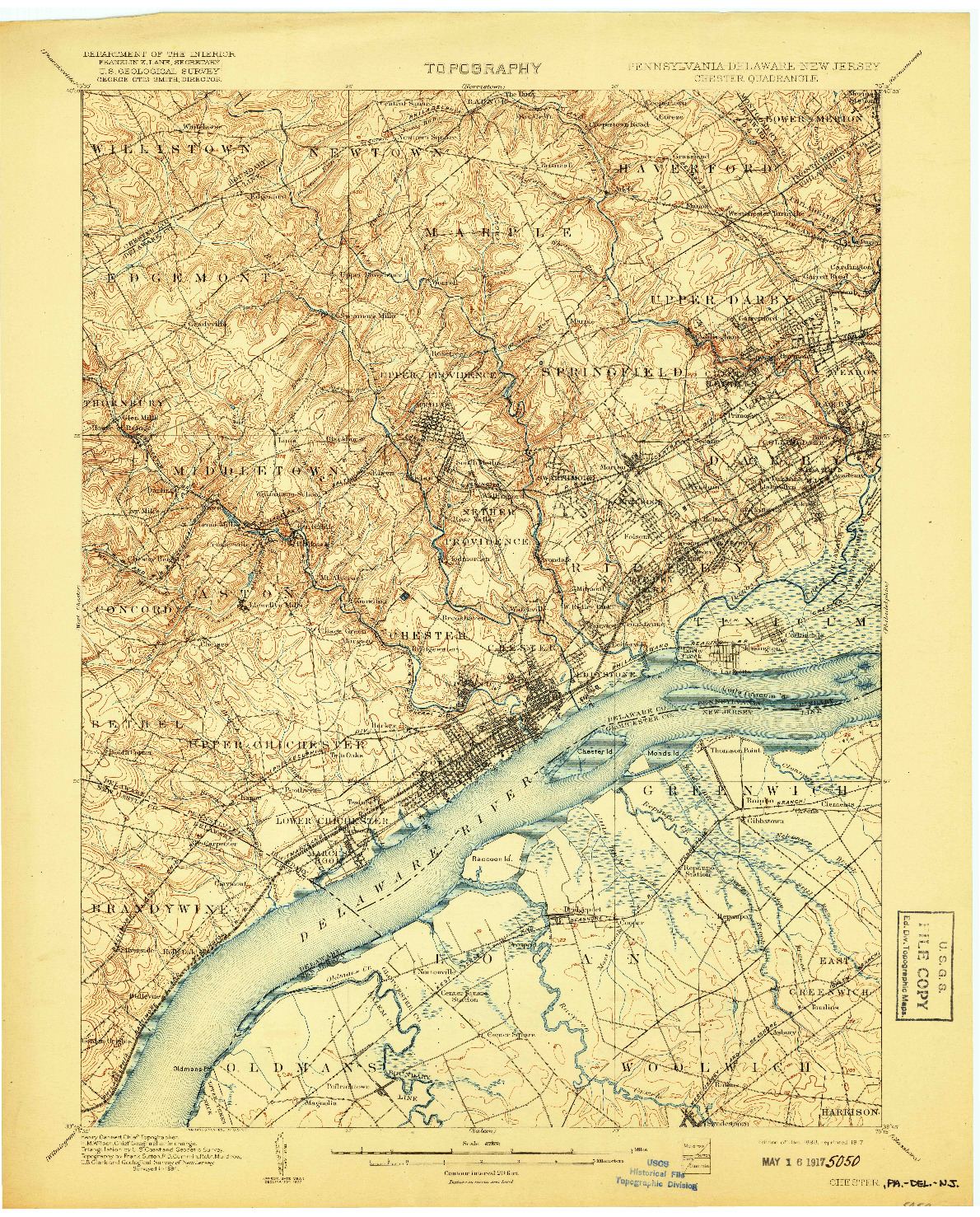 USGS 1:62500-SCALE QUADRANGLE FOR CHESTER, PA 1898