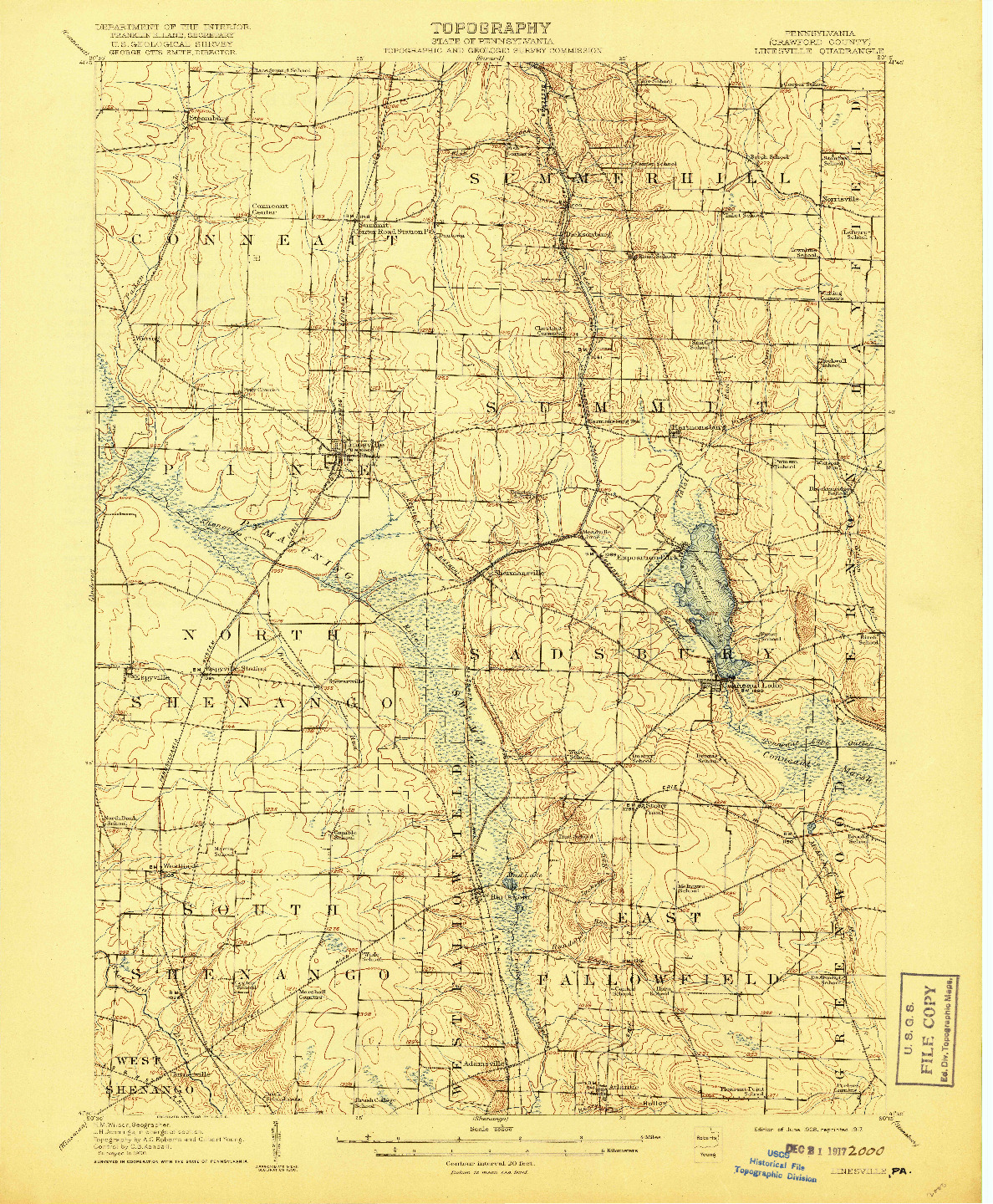 USGS 1:62500-SCALE QUADRANGLE FOR LINESVILLE, PA 1908