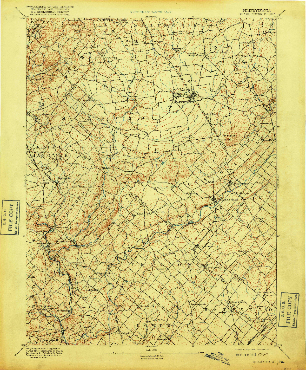 USGS 1:62500-SCALE QUADRANGLE FOR QUAKERTOWN, PA 1894