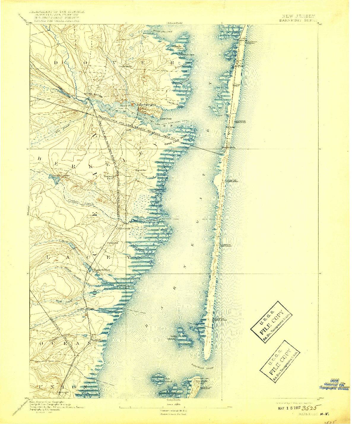 USGS 1:62500-SCALE QUADRANGLE FOR BARNEGAT, NJ 1898