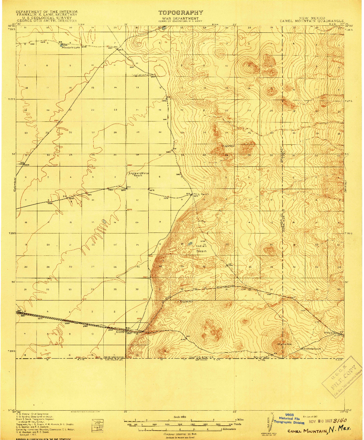 USGS 1:62500-SCALE QUADRANGLE FOR CAMEL MOUNTAIN, NM 1917