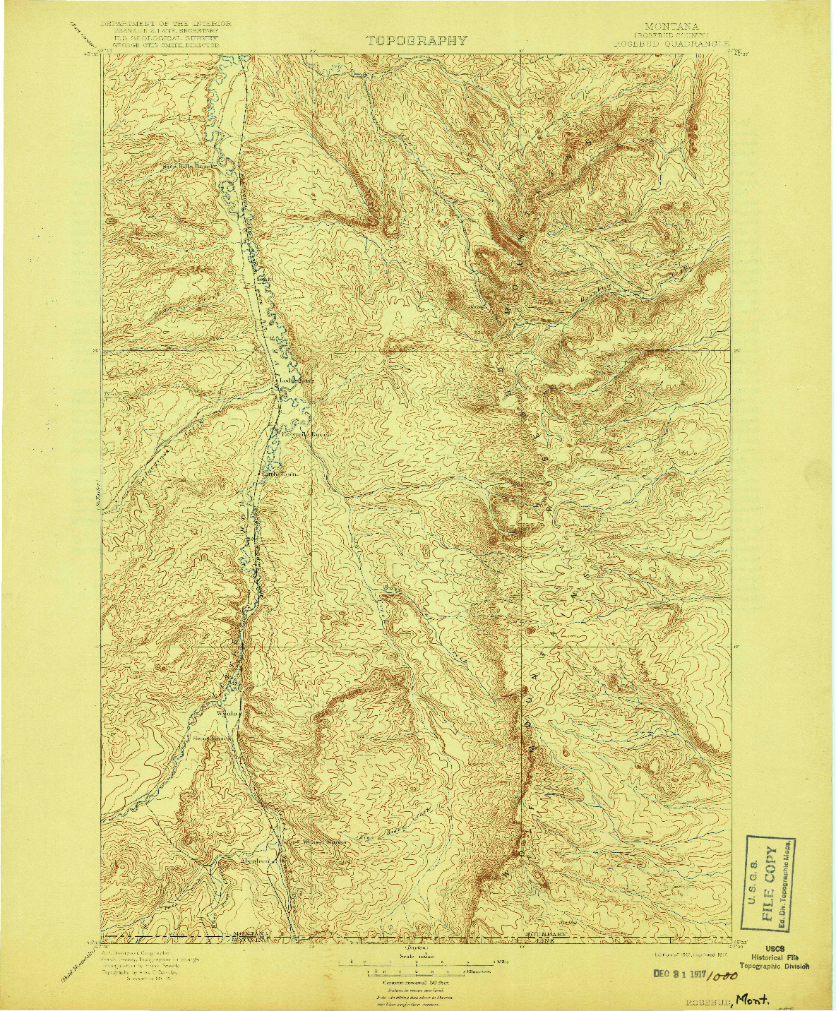 USGS 1:125000-SCALE QUADRANGLE FOR ROSEBUD, MT 1901