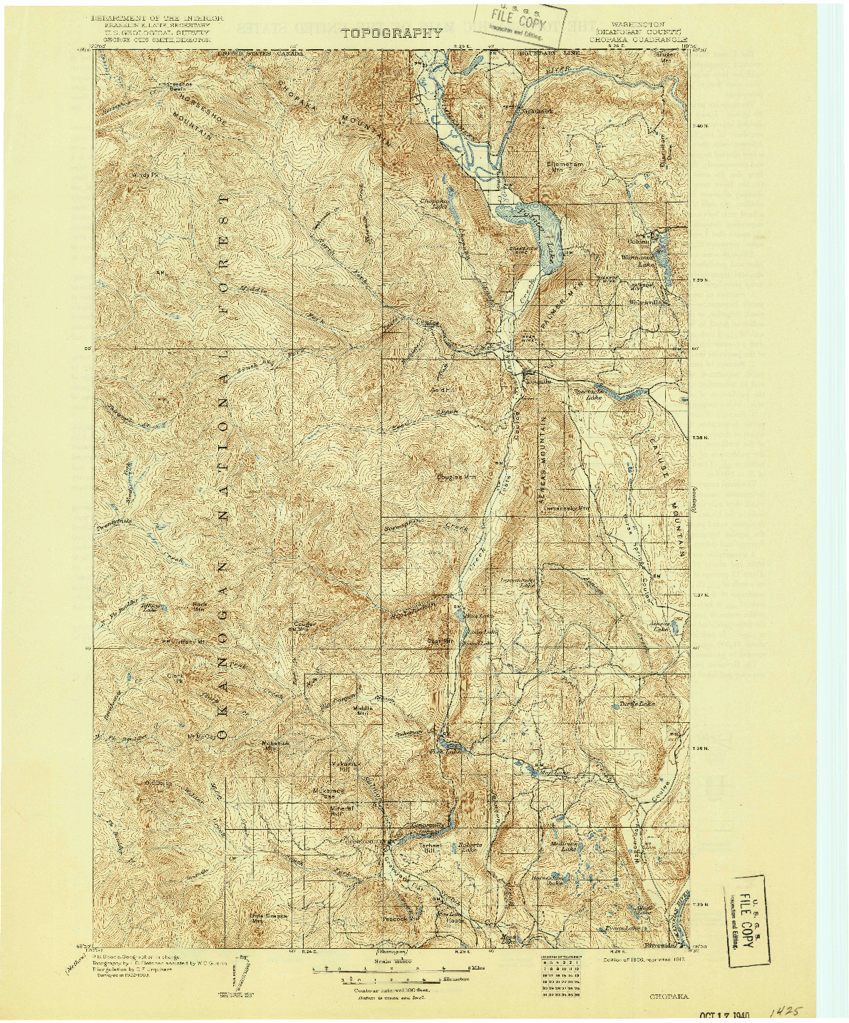 USGS 1:125000-SCALE QUADRANGLE FOR CHOPAKA, WA 1906