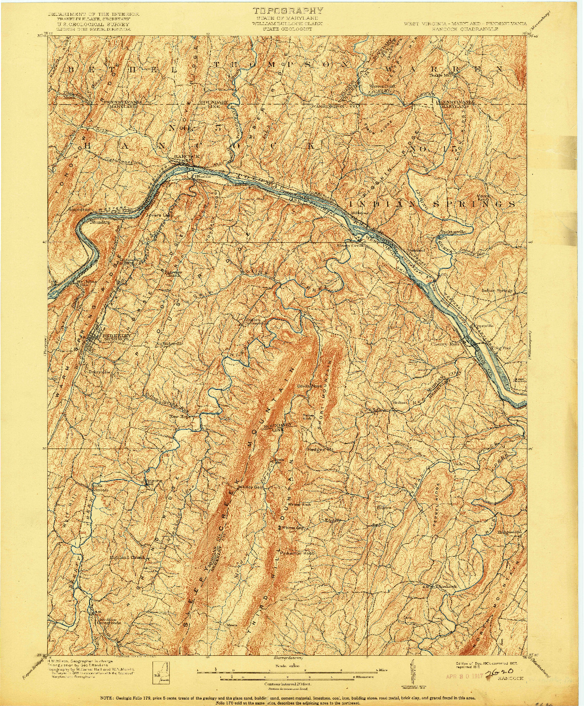 USGS 1:62500-SCALE QUADRANGLE FOR HANCOCK, WV 1901