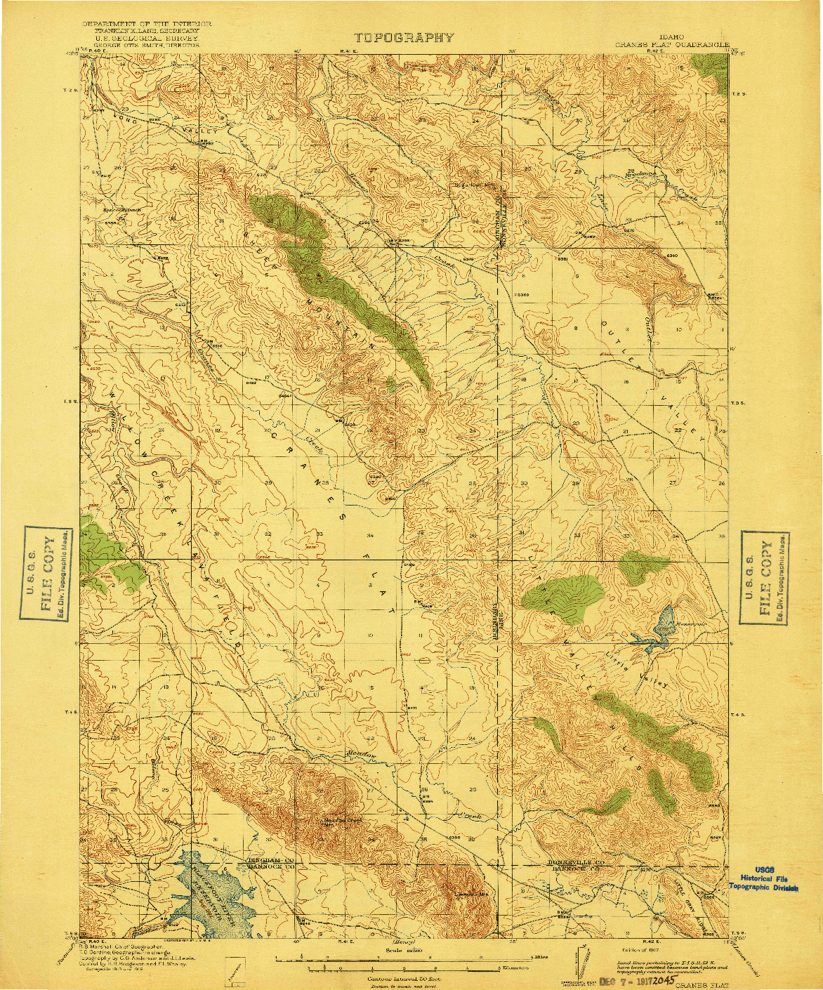 USGS 1:62500-SCALE QUADRANGLE FOR CRANES FLAT, ID 1917